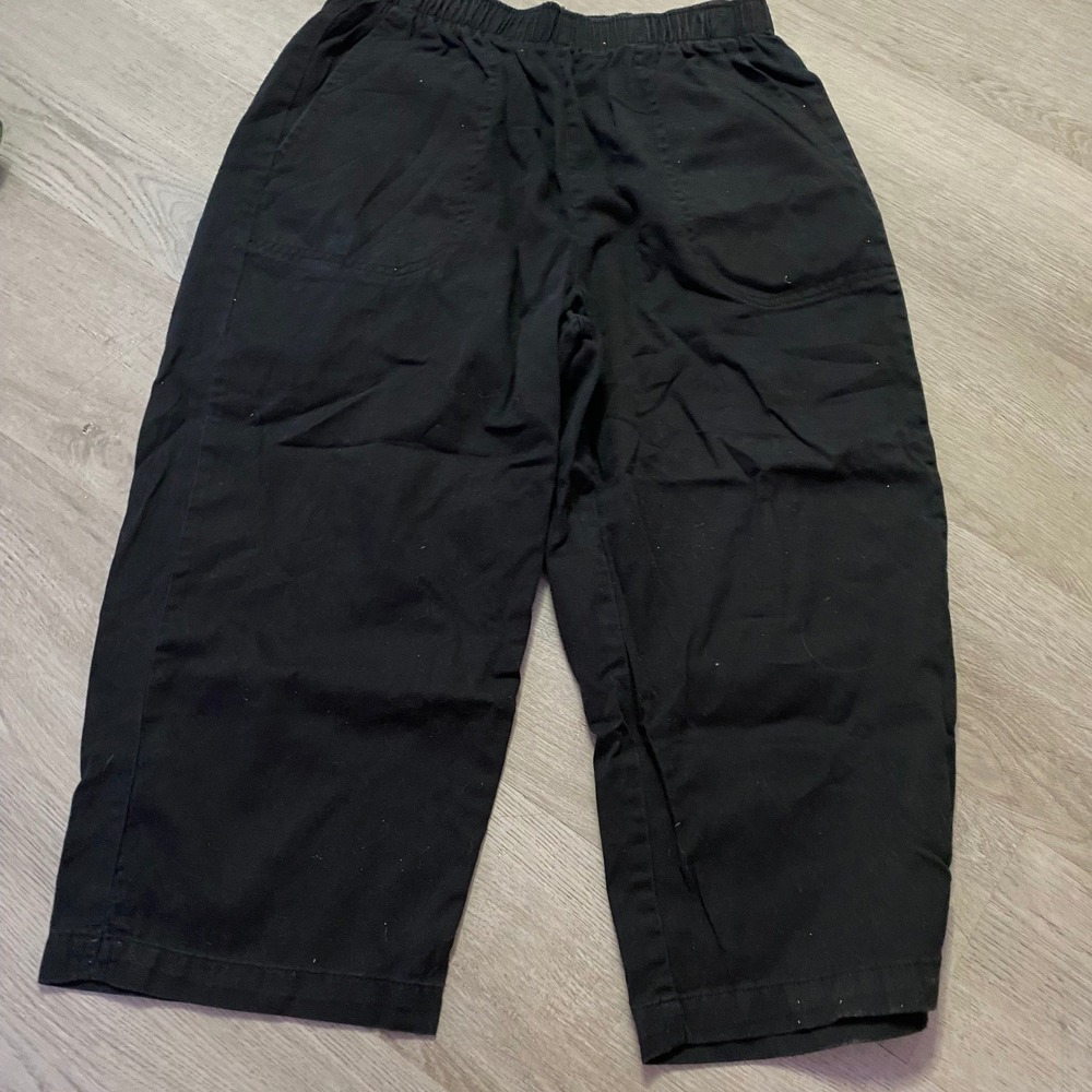 White Stag Capri Pants Womens M 8-10 Black Elastic Waist Cotton Cropped Trousers